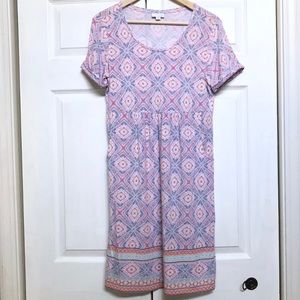 J. Jill Diamond Print Bohemian Dress with Pockets